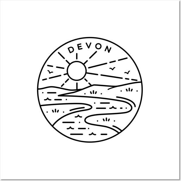 Devon, South England Emblem - White Wall Art by typelab